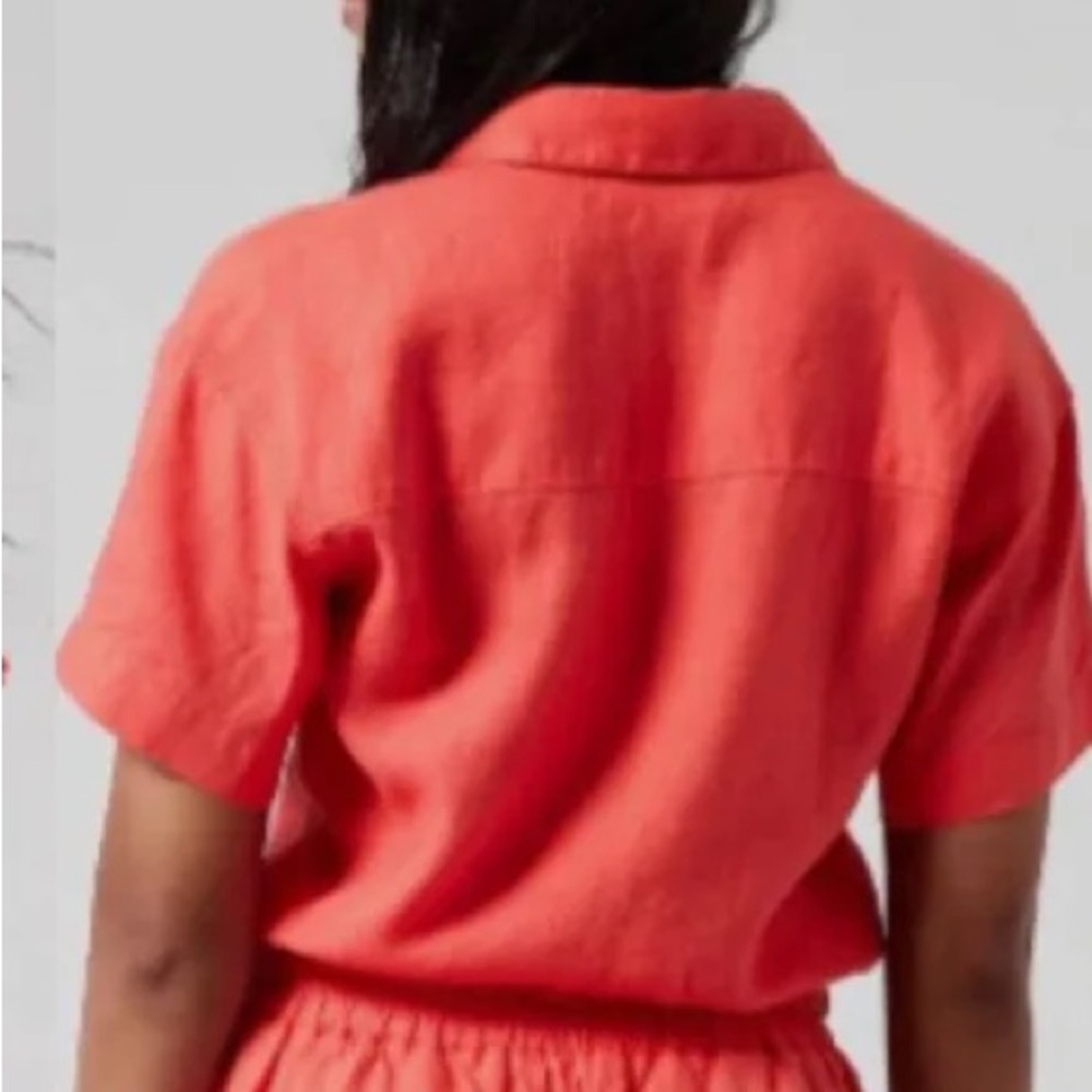 Women's Coral Wrap Linen Top - Picture 2 of 9